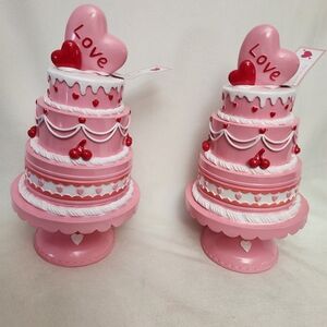 Pink and Red Heart 2 Cake Decorations